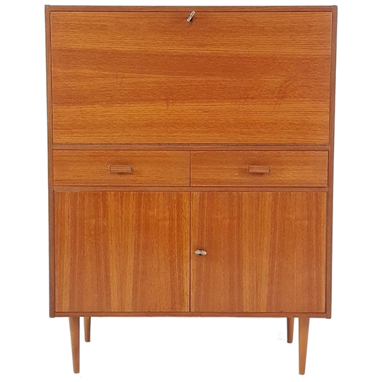 Vintage Fins Kastje Teak Fineer Secretaire 1