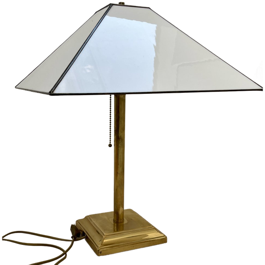 Opaal Glas-in-lood En Messing - Vintage Bureaulamp 1