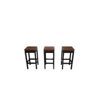 3 X Oak Construction Stools 1960S