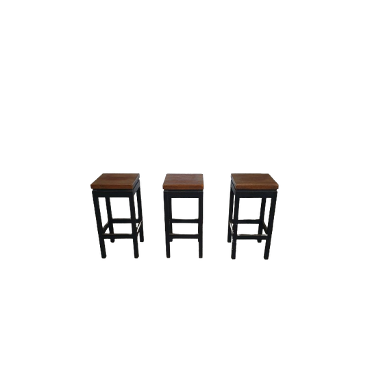 3 X Oak Construction Stools 1960s 1