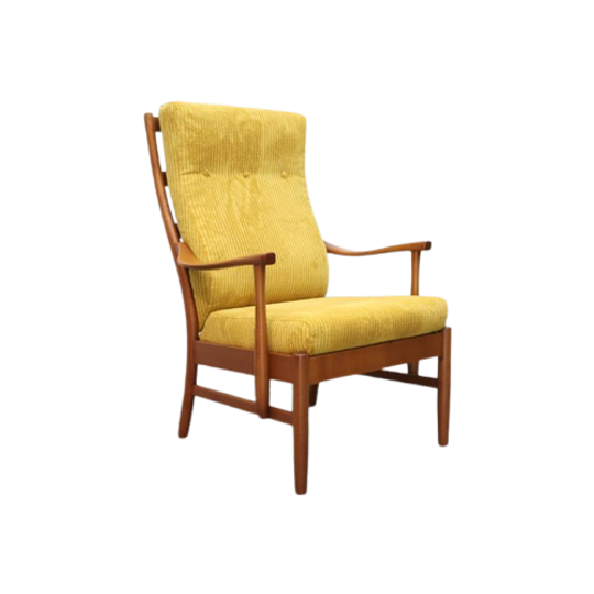 Fauteuil Farstrup Møbler Nieuwe Stoffering Rib Okergeel 1