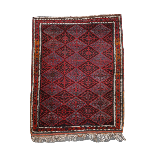 Leuk Oosters Vloerkleed In Voornamelijk Rood En Grijs Tinten En Een Mooi Motief 150x100cm 1