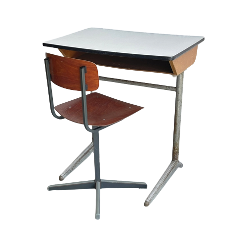 Hoog Vintage Schoolsetje Desk Kinderbureau