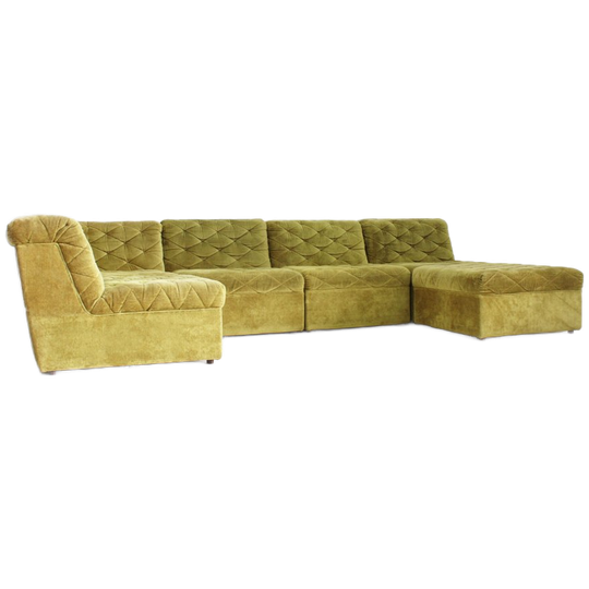 Vintage Modular Sectional Sofa Green Velvet 1970s By Laauser , Set Of 6 1