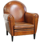Comfortabele Schapenleren Art Deco Stijl Design Fauteuil Met Een Mooi Patina thumbnail 1