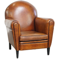 Comfortabele Schapenleren Art Deco Stijl Design Fauteuil Met Een Mooi Patina