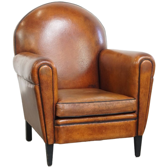 Comfortabele Schapenleren Art Deco Stijl Design Fauteuil Met Een Mooi Patina 1