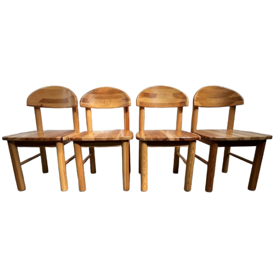 Set (4) Vintage Eetkamerstoelen Grenen Hout - Daumiller 1