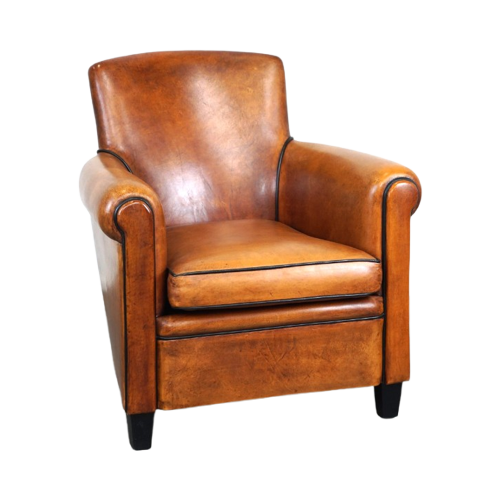 In Zeer Goede Staat Verkerende Schapenleren Design Armchair/ Fauteuil