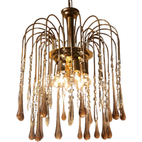 Vintage Murano Teardrop Kroonluchter Hanglamp Roze Pegels