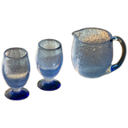 Vintage Blue Bubble Midcentury Jug & Glass Set thumbnail 1