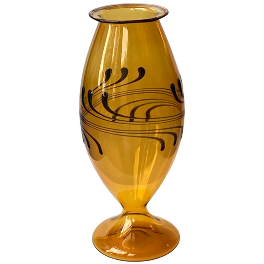 German Design - Mid-century Thüringer Glaskunst Amberkleurig Vaasje (lauscha) 1