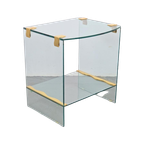 Vintage Bijzettafel Messing Glas Side Table Regency ’70s thumbnail 1