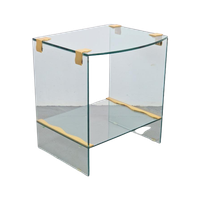 Vintage Bijzettafel Messing Glas Side Table Regency ’70S