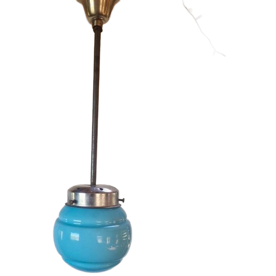Art Deco Lamp Blauw Glas Chrome. 1