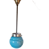 Art Deco Lamp Blauw Glas Chrome.