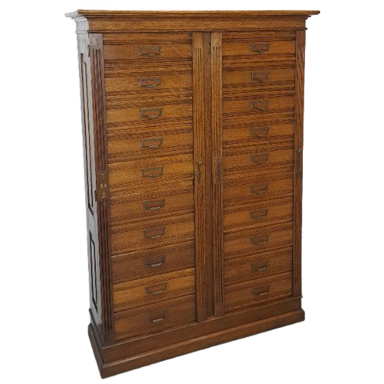 Antieke Oude Houten Archief Ladekast 1