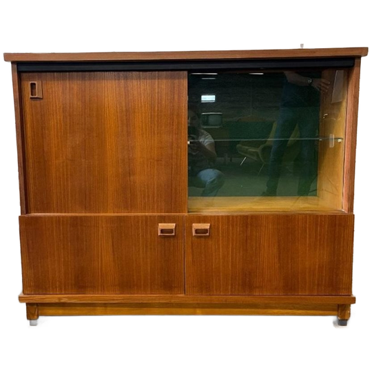 Vintage Barkast / Vitrinekast / Kast Met Glazen Gedeelte 1