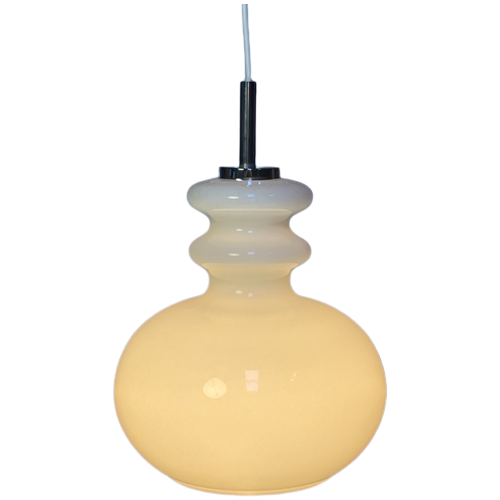 Witte Glazen Hanglamp, Peill En Putzler, Duitsland 1960'S