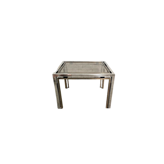 Paar Romeo Rega Chroom & Messing Bijzettafels 1