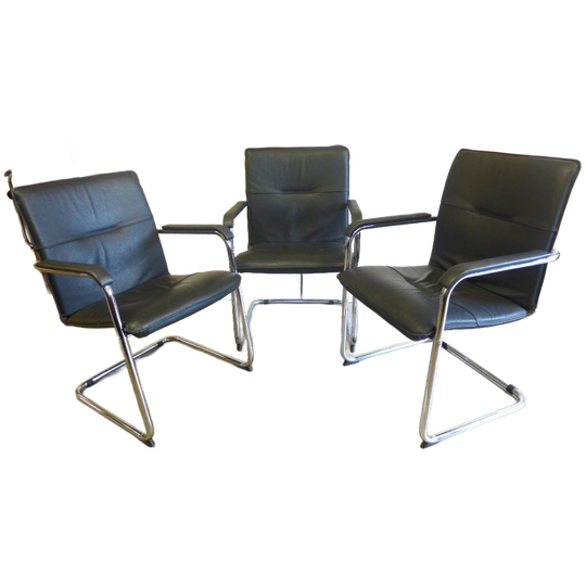 Set Van 6 Zwarte Vintage Buizen Stoelen 1