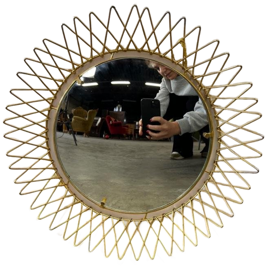 Vintage Gouden Sunburst Spiegel / Zonnespiegel 1
