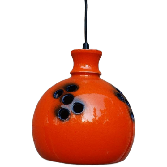 Vintage Oranje Hanglamp Keramiek 1