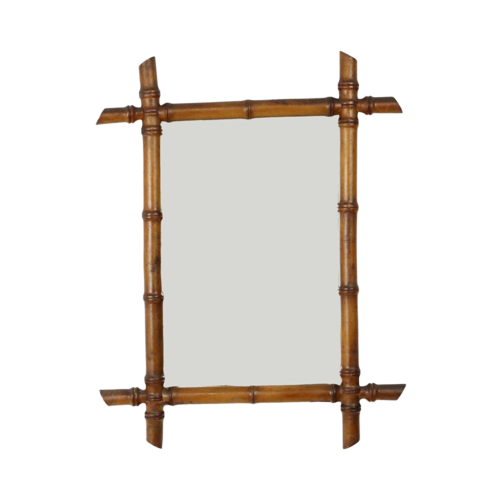 Antieke Houten Faux Bamboe Spiegel Chinoiserie Frankrijk 55X43Cm