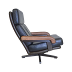 Beautiful Vintage Design Leolux Swivel Armchair, Made In Brown / Darkbrown / Black Leather And Wo thumbnail 1
