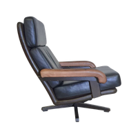 Beautiful Vintage Design Leolux Swivel Armchair, Made In Brown / Darkbrown / Black Leather And Wo