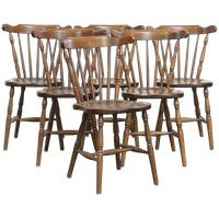 Set Van 6 Leuke Antieke Hollandse Houten Spijlen Stoelen Met Een Prachtig Patina