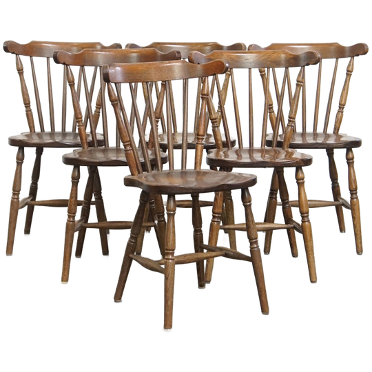 Set Van 6 Leuke Antieke Hollandse Houten Spijlen Stoelen Met Een Prachtig Patina 1