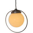Art Deco Opaline Hanglamp Aluminum Frans thumbnail 1