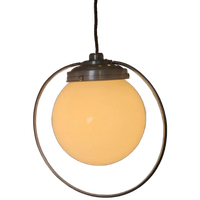 Art Deco Opaline Hanglamp Aluminum Frans