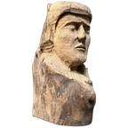 Groot Formaat Uit Houten Stam Gesneden Hoofd Of Gezicht thumbnail 1
