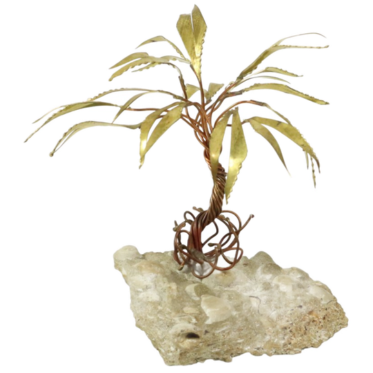 Koperen Palmboom Op Rots Sculptuur Daniel D’haeseleer 17cm 1