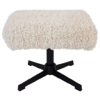 Voetenbankje Teddy Pluche Zwart Frame Creme Stof Nieuw thumbnail 1