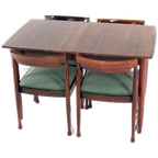 Set Van 4 Palissander Stoelen + Eettafel Eetset Vintage thumbnail 1