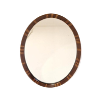 Vintage Ovale Spiegel Met Bruine Rand Jaren 70