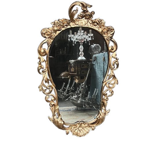 Antieke Houten Spiegel In Rococostijl. 1