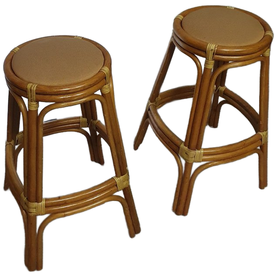 3 X Bamboo Stool With Leather Laces / 70s. 1