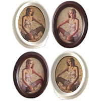 4x Mooie Houten Ovale Foto Lijsten Met Foto Vervangbare Functie