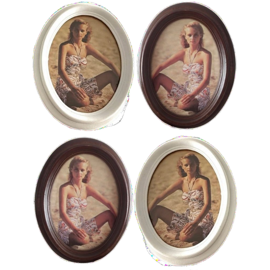 4x Mooie Houten Ovale Foto Lijsten Met Foto Vervangbare Functie 1