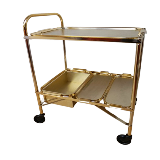 Mid-century Gouden Trolley Bar/barwagen/serveerwagen In De Hollywood Regency Stijl 1