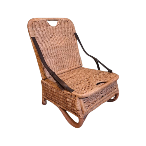 Vintage Opklapbaar Beach Chair Vissersstoeltje Opbergruimte