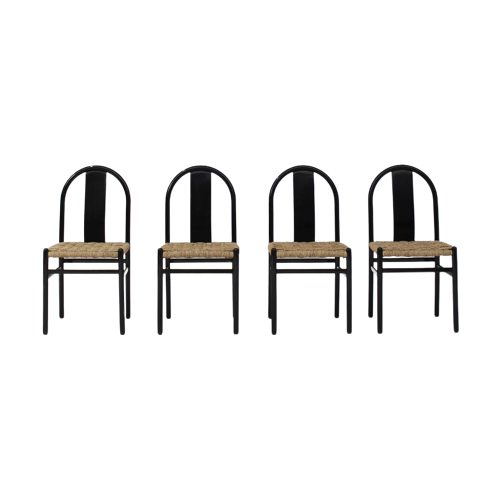 Set Black Chairs With Rotan Seating