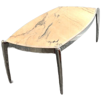 Vintage Space Age Marmeren Salontafel Met Chroom