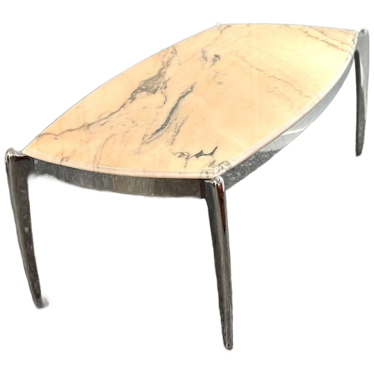 Vintage Space Age Marmeren Salontafel Met Chroom 1