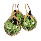 Vintage Macrame 'Zeeuwse Bol' Met Verlichting (Set 3) - Glas - Space Age - 70'S thumbnail 1