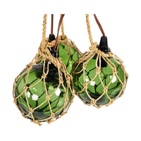 Vintage Macrame 'Zeeuwse Bol' Met Verlichting (Set 3) - Glas - Space Age - 70'S